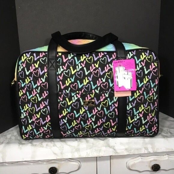 NWT BETSEY JOHNSON QUILTED‎ MULTICOLOR OMBRÉ LARGE WEEKENDER TRAVEL BAG - Picture 3 of 9